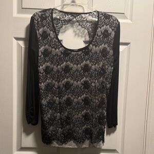 Maurices Black Lace-Overlay Scoop Neck Blouse